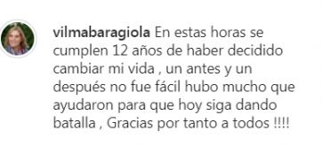 Baragiola recordó su operación de bypass gástrico