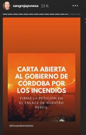 Famosas unidas piden que se terminen los incendios en Córdoba