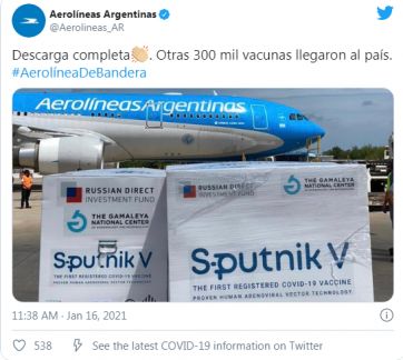 La segunda tanda de vacunas Sputnik V ya está en Argentina