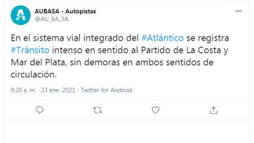 Intenso movimiento hacia Mar del Plata en el mejor fin de semana de enero
