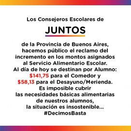 Consejeros de Juntos denuncian el presupuesto del Servicio Alimentario Escolar