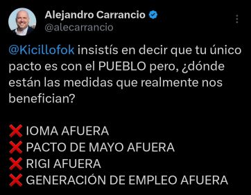 Carrancio volvió a la carga contra Kicillof: 