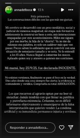 Anna del Boca se expresó en redes tras la absolución de su mamá