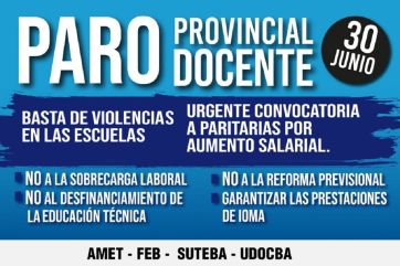 Sin oferta de aumento salarial, los docentes bonaerenses van al paro