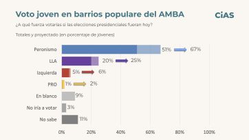 Jóvenes en los barrios: el peronismo supera a Milei, pero LLA retiene su núcleo duro
