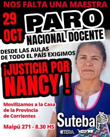 Paro docente y vigilia en Mar del Plata: los gremios reclamarán justicia por Nancy Godoy